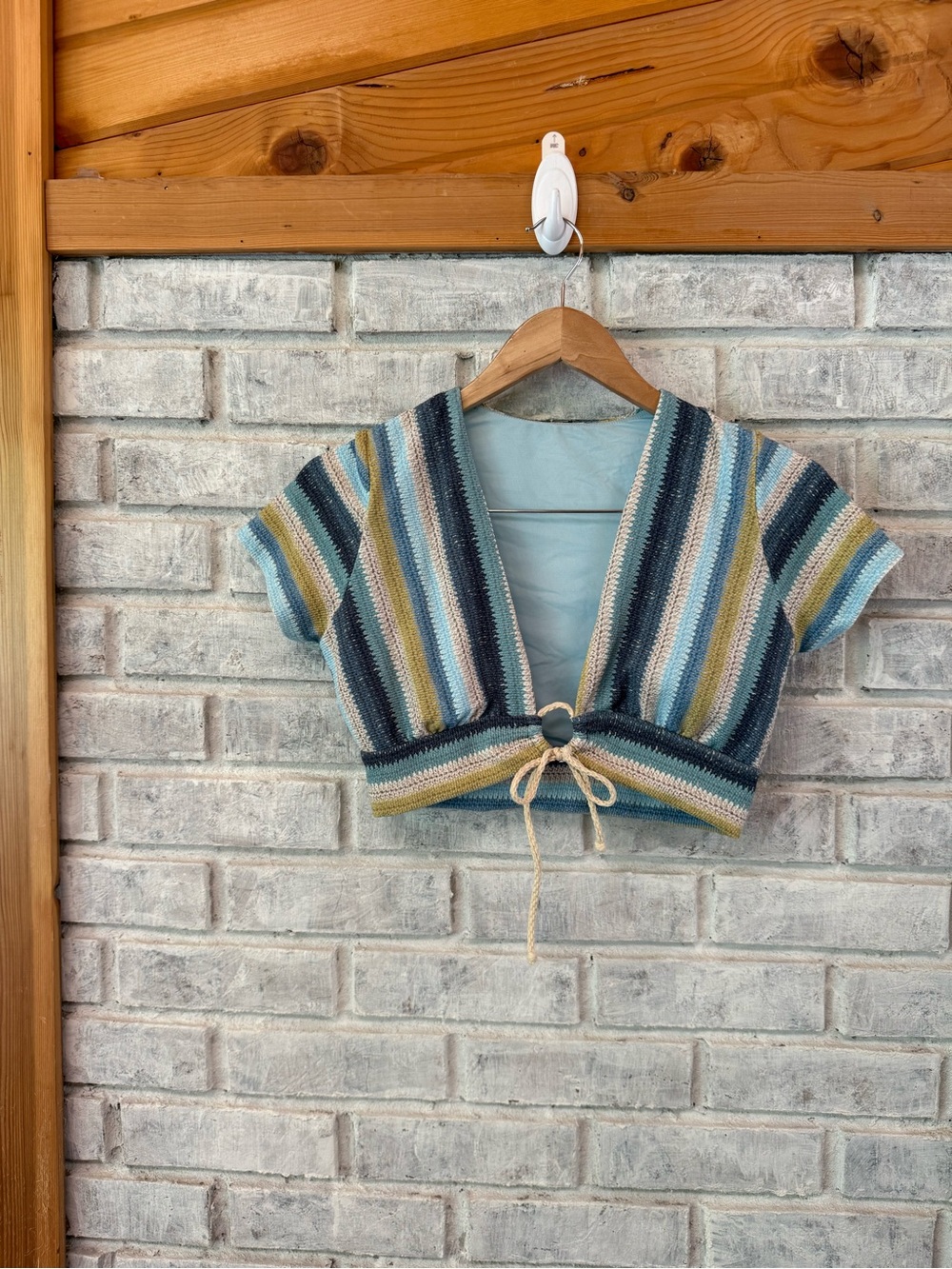 Robin Piccone Multicolor Striped Knit Top in Light Blue, Teal & Cream